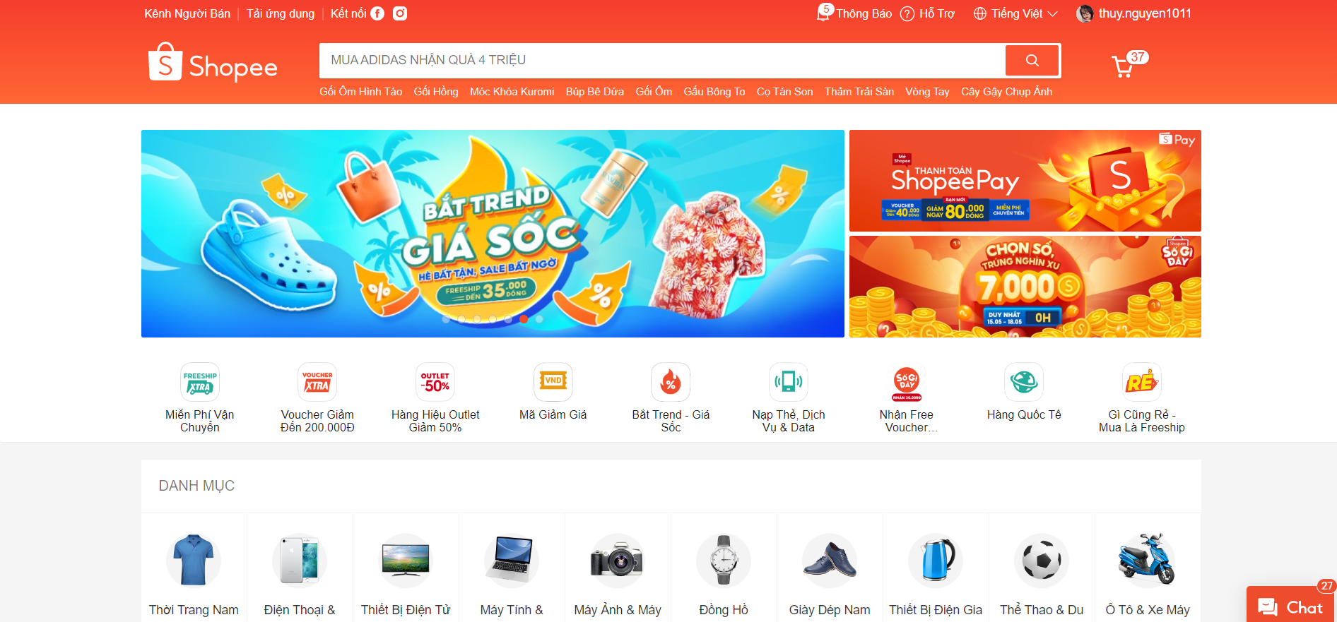 Giao diện Shopee