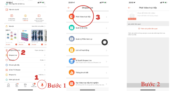 Thực hiện Shopee Live bằng điện thoại