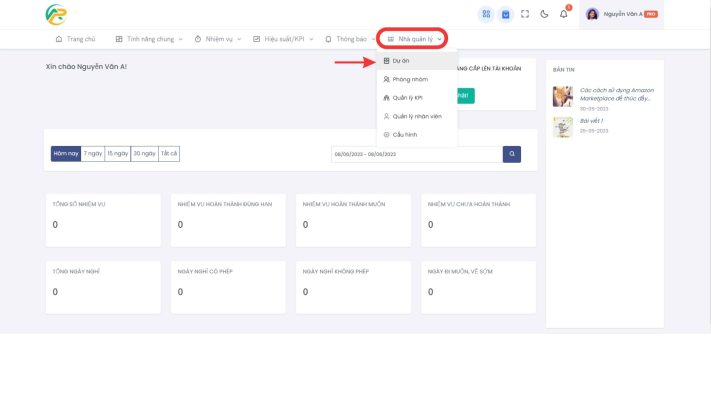 Hướng dẫn thêm dự án cho nhà quản lý trong APG Base