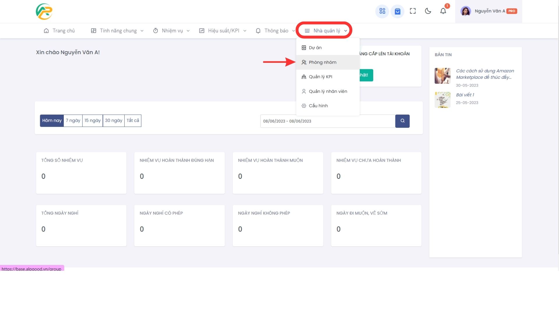 Hướng dẫn thêm nhóm cho nhà quản lý trong APG Base