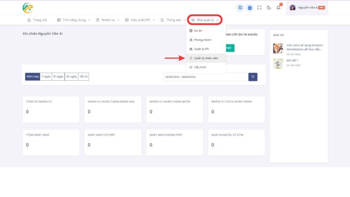 Hướng dẫn thêm KPI phòng ban cho nhà quản lý trong APG Base