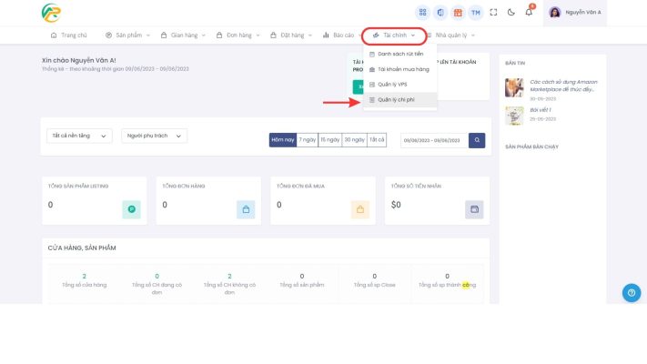 Hướng dẫn thêm chi phí vào danh mục quản lý chi phí trong APG Seller