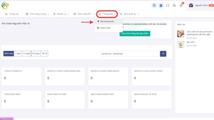 Hướng dẫn gửi thông báo trong APG Base