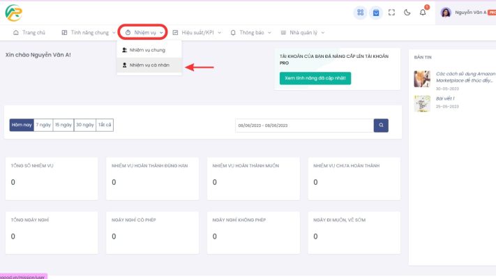 Hướng dẫn thêm nhiệm vụ vào nhiệm vụ riêng trong APG Base
